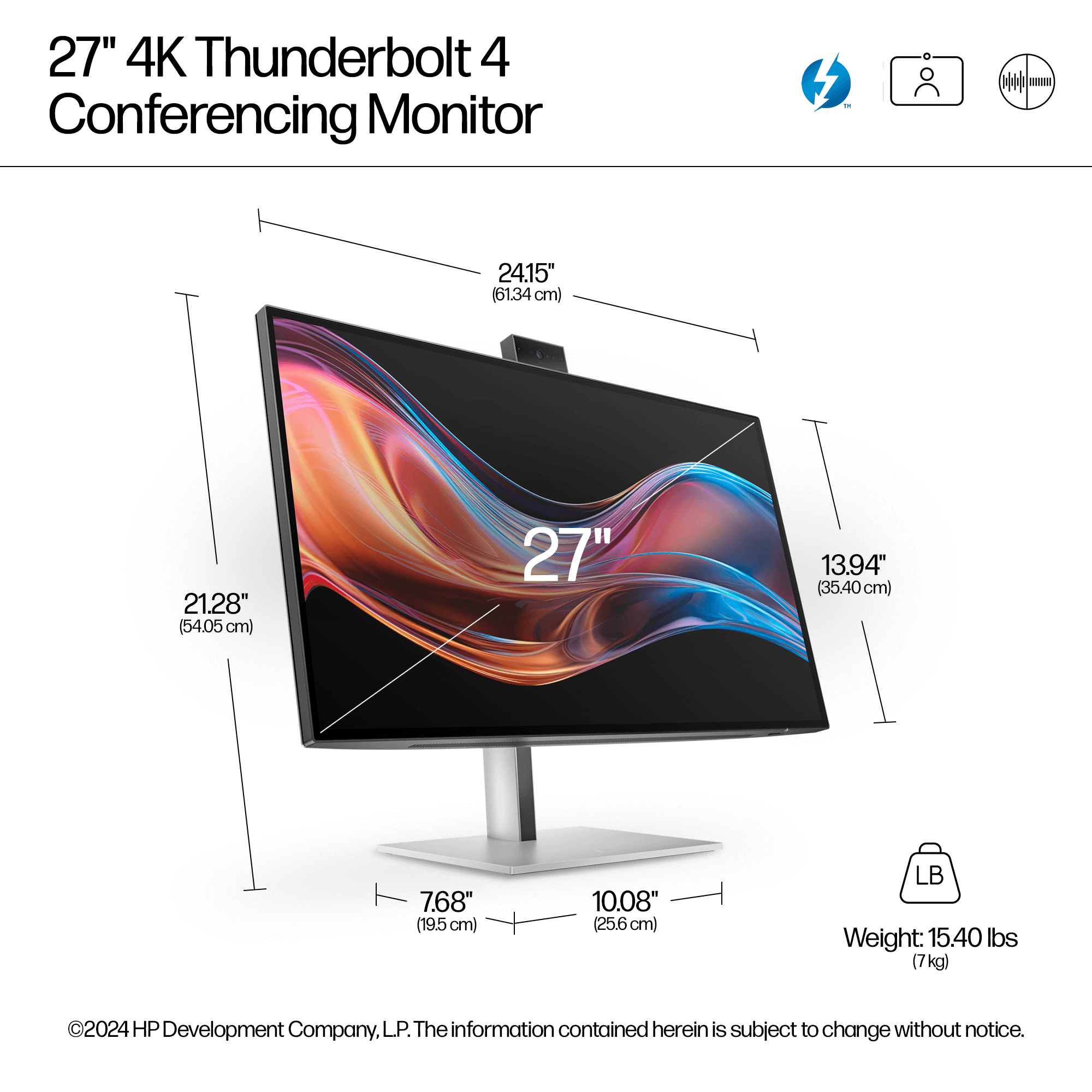 HP Series 7 Pro 27" 4K Conferencing Monitor  - 727pm
